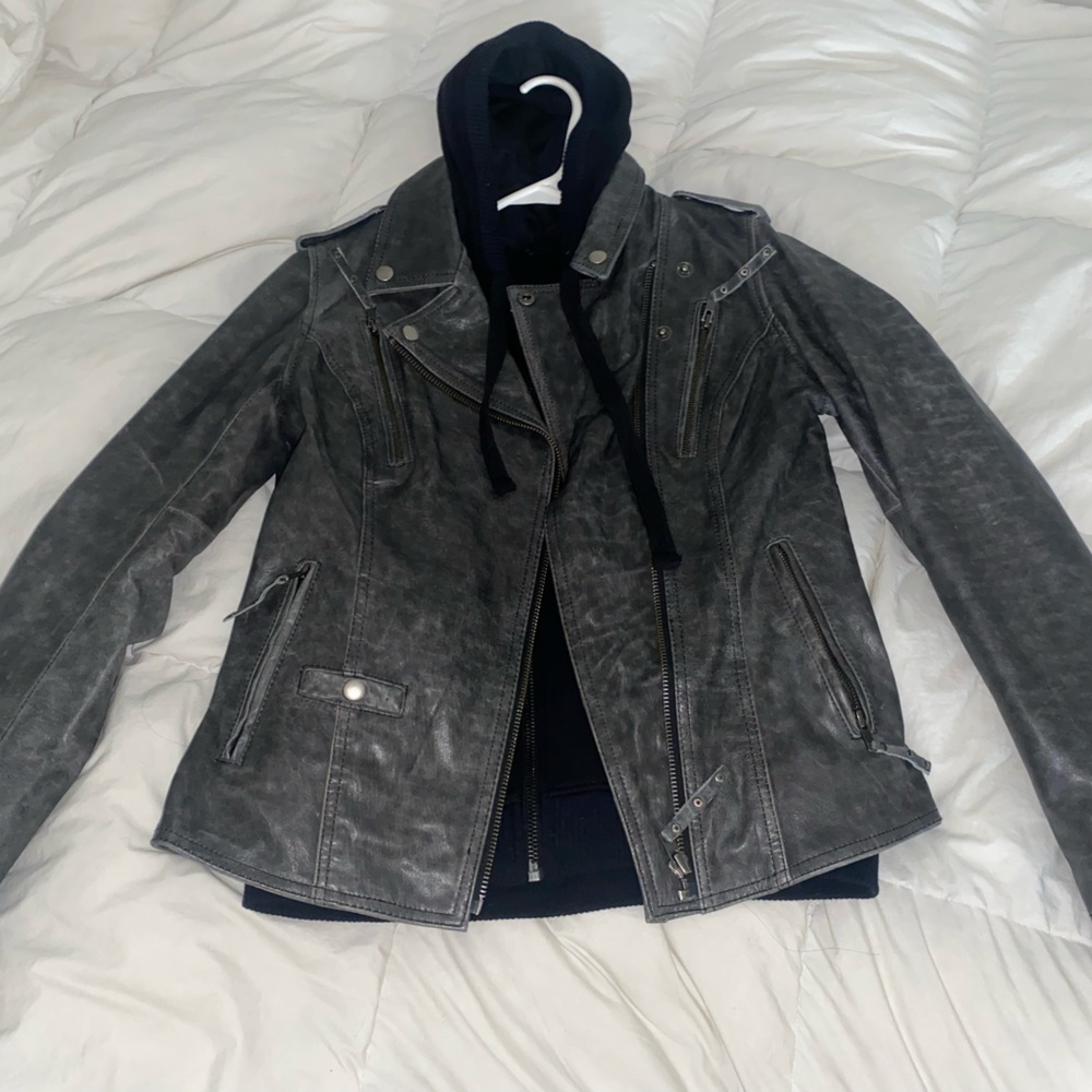 Derringer Biker Leather Jacket Womens